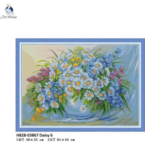 Daisy Patterns Counted Chinese Cross Stitch Kits Sale Printed On Canvas for Embroidery DMC 11ct and 14ct Home Decor Needlework