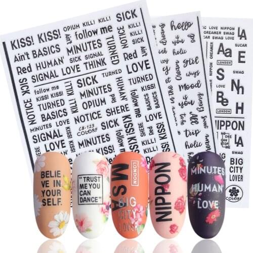 1pc 3D Letter Slider Decals Nail Art Decorations Sticker Adhesive Inscriptions Alphabet Foils Wraps Manicure Tool CHCB122-124