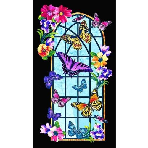 Window Flower Butterfly 5D DIY Diamond Painting Full Round Drill Pictures Home Decor Gifts Diamond Embroidery Painting