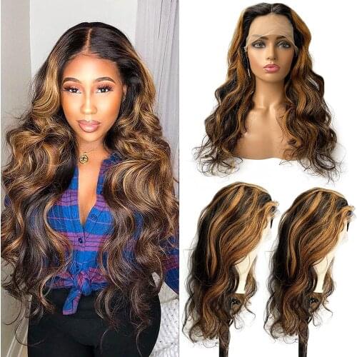 Ombre Blonde Lace Front Wig Human Hair For Women 13x6x1 Highlight Lace Frontal Wig Natural Body Wave Wigs 150% Density