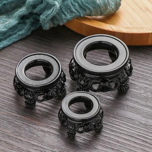 Black Resin Globe Stone Crystal Ball Ornament Pedestal Display Stand Photography Props Sphere Base Fixed Seat Holder Decor