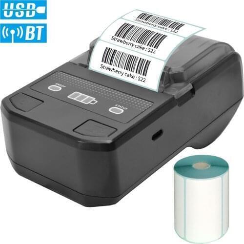 Portable 58mm Thermal Receipt Printer Wireless BT Mini Bill Ticket POS Mobile Printer with Rechargeable Battery Support ESC/POS
