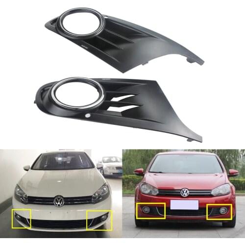ANGRONG 2X Bumper Driving Fog Light L&R Cover Surround Grill For VW GOLF 6 MK6 2008-13