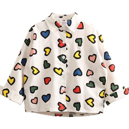 Toddler Girls Shirts Spring Autumn Fashion Love Print Long Sleeve Shirts for Girls Kids Clothing 2 3 4 5 6 7 8 Y Children Tops