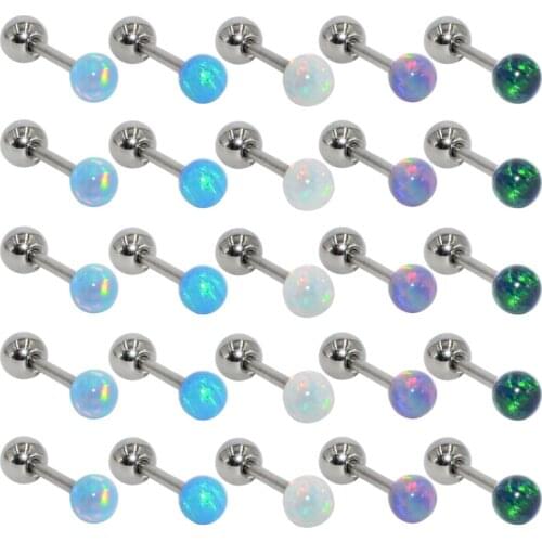 2pcs Surgical Steel Opal Stone Ear Tragus Cartilage Helix Barbell Orelha Ear Stud Earring Conch Lobe Sexy Piercing Jewelry 20g