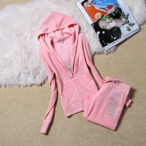 Spring Fall 2021 Fashion Casual Velvet Fabric Women Tracksuits Velour Suit Hoodies Tops and Sweat Pants Set S-XL