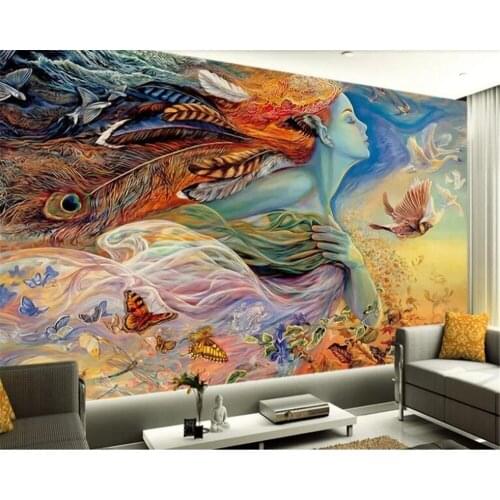 Beibehang Custom silky wallpaper new oil painting beautiful elf landscape scenery TV sofa background wallpaper home decorations