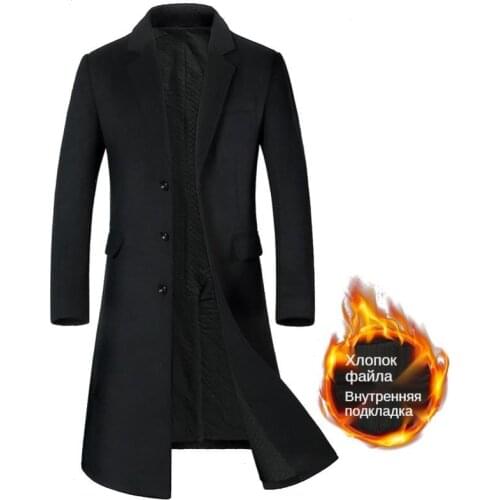 Wool content 51%,Autumn and winter new woolen coats for men,long business over-the-knee thick coats and mens woolen coats
