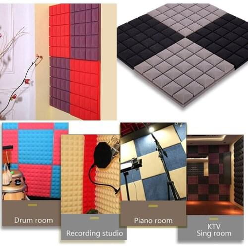 5Pcs Soundproof Wall Panel Tile Protective Sponge Wall Studio Acoustic Foam Sound Absorption Treatment Panel Tile Wall