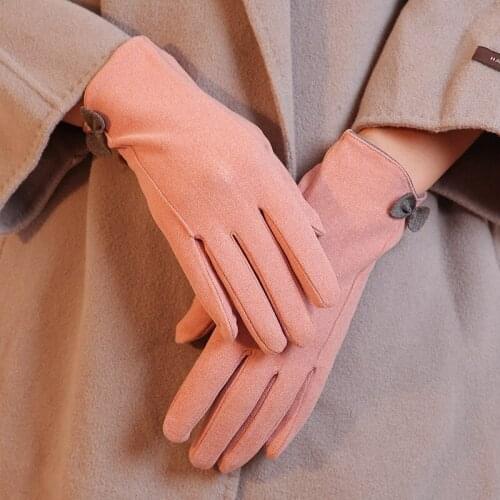 Womens Warm Gloves Thickened Cashmere Bow Gloves Touch Screen Riding Gloves Women Gloves Driving Gloves Winter Gloves Women