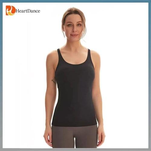 Lulu Casual Sports Vest For Woman Summer Solid Color Sleeveless Slim Yoga Tanks Tops With Built In Bra Basic Workout Activewear