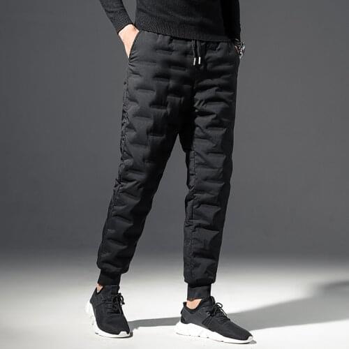 Winter Outdoor Down Pants Men Solid Parsimony Versatile Windproof Warm Pants With 90% White Duck Down