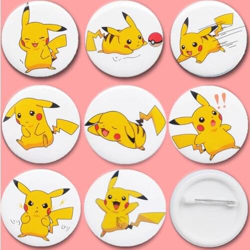 Pokemon Pikachu Badge TAKARA TOMY Cartoons Anime Action Toy Figures Collection Decoration Pocket Monsters Kids Toys Gift Random
