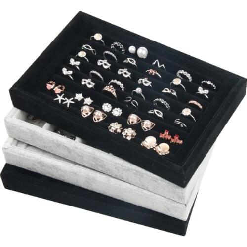 1Pc New Fashion Jewelry Display Velvet Slots Earring Ring Tray Organizer Holder Case Box