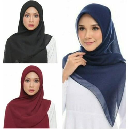 1PCS Tudung Bawal basic hijab shawls lady solid scarf Fashion Islamic square pashmina muslim headscarf new bandana women muffler