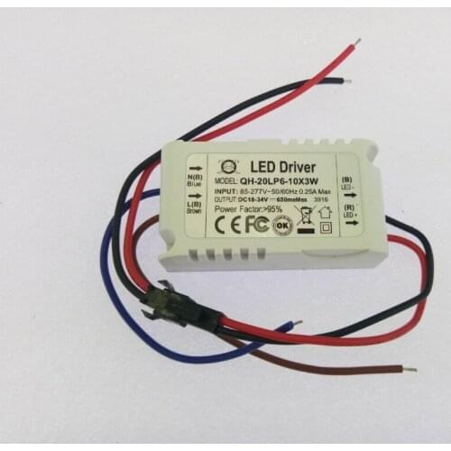 10PCS 6-10x3w Constant Current Led Driver,DC18-34V 650ma 6x3w 8x3w 9x3w 10x3w 20W 30w Power Supply LED downlight LED Transforme