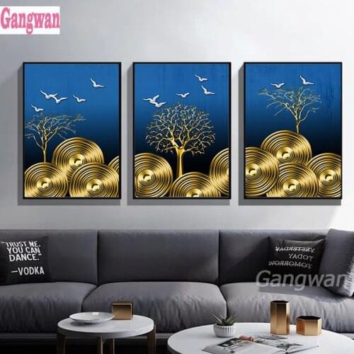 Plant Money Tree Bird Diamond Painting Cross Stitch 5D DIY Full Diamond Embroidery Mosaic kit 3 pcs set rhinestone painting art