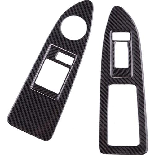 4pcs Carbon Fiber LHD Car Window Lift Switch Panel Cover Trim Fit for Dodge Challenger 2008 2009 2010 2011 2012 2013 2014
