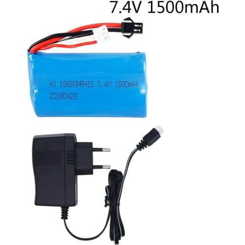 7.4V 1500mAh lipo Battery SM Plug for YDI U12A Syma S033g Q1 TK H101 18650 7.4V Battery Rc Toys Boats Cars Tanks Drone Part 7.4V