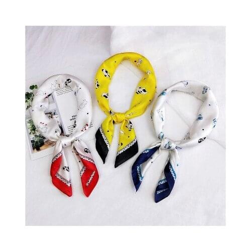70*70cm Cat Small Square Scarf Small Silk Scarf Womens All-match Korean-Style Headscarf Work Variety Career Neckerchief