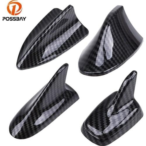 POSSBAY Imitation Carbon Fiber Shark Antennas AM/FM Radio Signal Auto Roof Decoration Car Antennas Universal for BMW Audi Honda