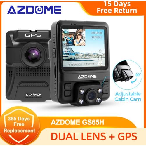 AZDOME GS65H Car DVR Built in GPS Dual Camera Car Records Full HD 1080P Dash Cam Night Vision