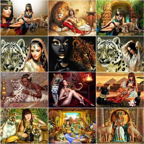 AZQSD Diamond Art Painting Kits Leopard Full Square Drill Home Decor DIY Diamond Embroidery Beauty Mosaic Handmade Gift