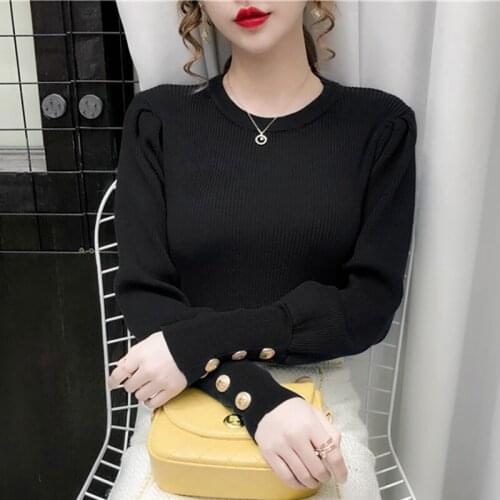 Black O Neck Long Sleeve Women Sweater Slim Stripe High Elastic Solid Ladies Sweaters 2020 Winter Women Pullover Pull Femme