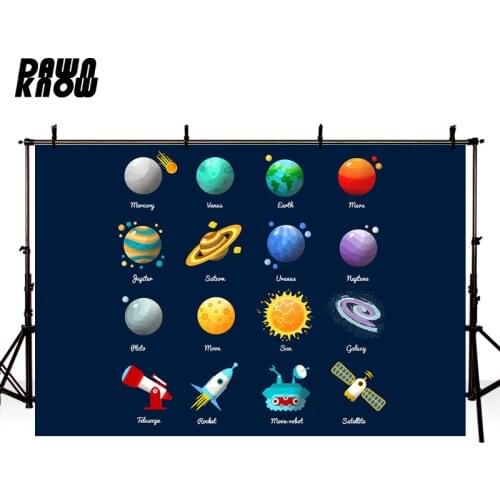DAWNKNOW Cartoon Space Planet Star Photography Background Baby Photocall Photo Shoot Backdrop Children Photo Studio lv2706