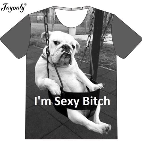 Joyonly New 2020 Summer Boys/Girls 3D Printed T shirt I'm sexy bitch Lovely White Pug Design Kids T-shirt Children Spoof Tshirts