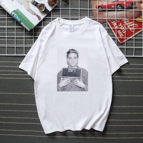 Elvis Aaron Presley Mugshot King Of Rock 80' Prison Men Women Unisex T-shirt New Streetwear Camisetas Cotton Short Sleeve Tshirt