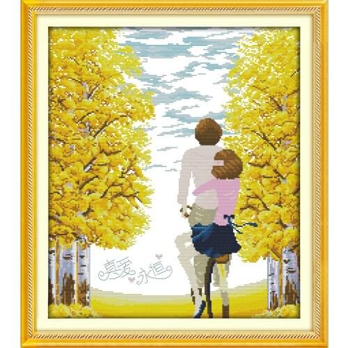 Joy Sunday Eternal Love Chinese Cross Stitch Kits Ecological Cotton Clear Stamped Printed 11CT DIY Wedding Decoration For Home