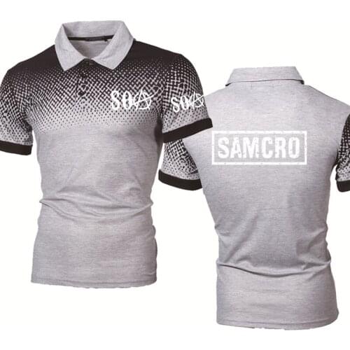 Summer Mens tops SOA Sons of anarchy the child SAMCRO Printing Gradient high quality Cotton casual Mens POLO shirt