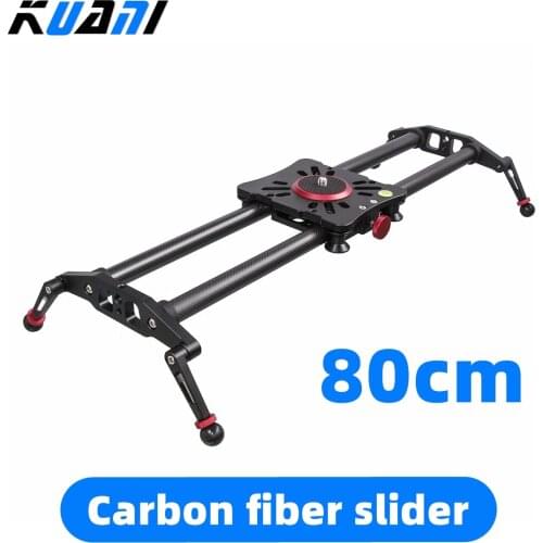 KUANI 80cm 31.5-inch Mini Rotation Carbon Fiber Dolly Camera Slider Track Rail Motorized For dslr Camera Video Tripod With Bag