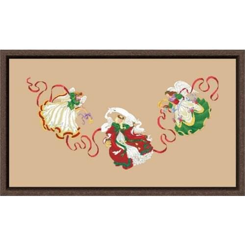 Mystical angel tree skirt cross stitch kit X-mas pattern design 18ct 14ct 11ct linen flaxen canvas embroidery DIY needlework