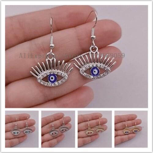 Fashion Silver Gold Color Blue Eye Evil Eye Earrings Top Quality AAA Zircon Eye Earrings for Women Korean Fashion Jewelry 2021