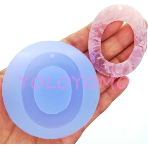 B329YL 49.4mm x 39.8mm Oval Earrings Silicone Mold Resin Jewelry Making Craft Pendant Necklace DIY Fondant Decoration OVEN SAFE