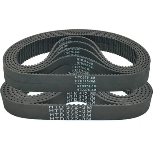 HTD3M-372/375/381/384/390/393/396/399 Rubber Timing Belt Black 3mm Pitch 1PC