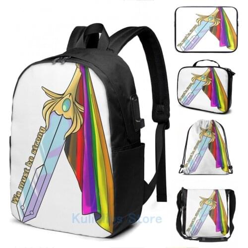 Funny Graphic print Shera Sword 2017 Rainbow Flag USB Charge Backpack men School bags Women bag Travel laptop bag