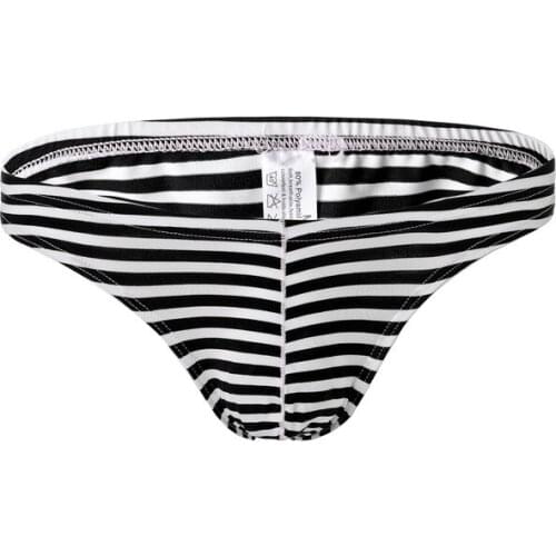 Fashion mens bikini underwear briefs striped jockstrap men underpants skinny low waist comfortable breathable quick dry brief