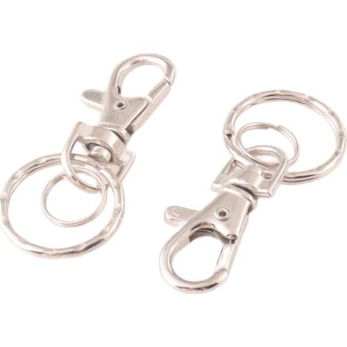 Silver Swivel hooks Hole 1"Trigger Lobster Clasps Clip Snap Hook Key Chain Ring Outdoor Lanyard Craft Bag Parts DIY