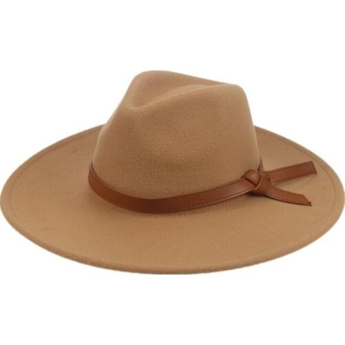 Fedora hats big brim 9.5cm solid belt band women hat khaki camel black classic casual outdoor jazz caps hat sombrero paja hombre