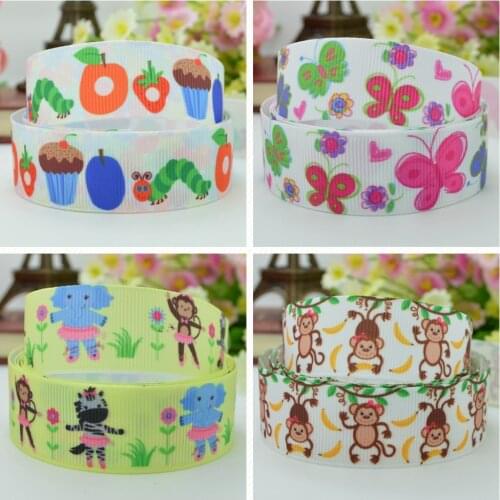 SUPWRF 16 22mm 38 50 75mm animal cute ribbon Printed grosgrain ribbon hair bow DIY hair accessories decoration 50 Yards B0929