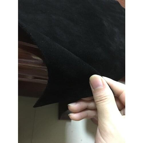 Black Genuine split suede cow leather sale by whole piece