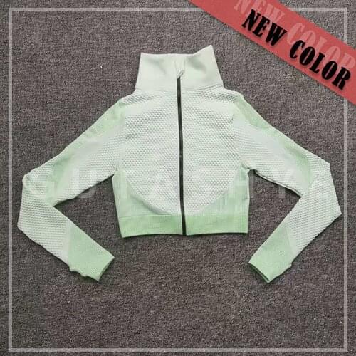 Yoga-Top Seamless Yoga Shirt Women Fitness Zipper Long Sleeve Workout Tops Gym Clothes Sportswear Running T-shirts