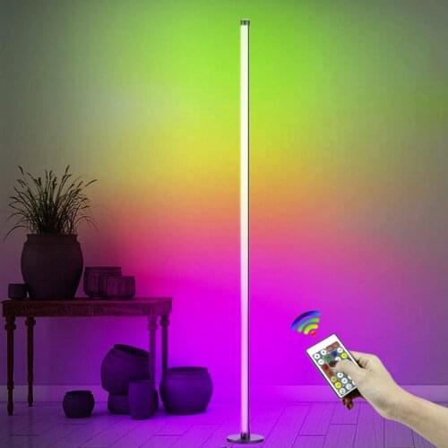 DIY RGBW Dimmable Corner Floor Lamp Color Changing LED Ambient Light With Music Remote Controller For Living Room Bedrooms Kids