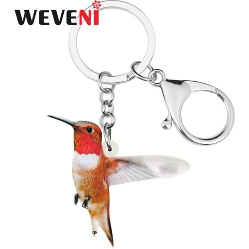 WEVENI Acrylic Cute Hummingbird Bird Keychains Aesthetic Lovely Animal Keyring Jewelry For Women Kid Friends Fashion Gift Charms