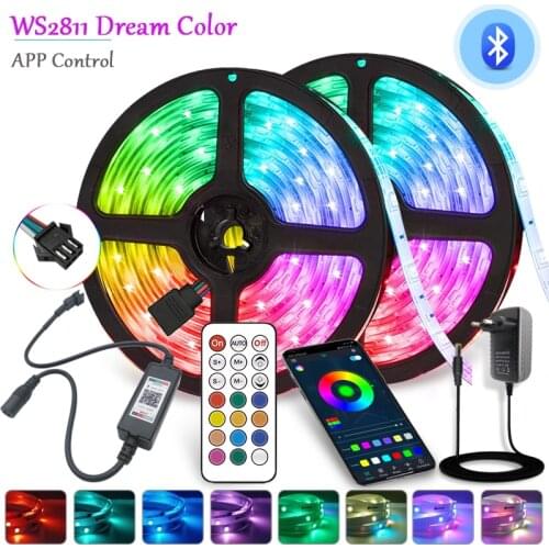WS2811 Individually Addressable RGB LED Strip Light RGBIC Deam Color Bluetooth Control SMD 2835 Strip DC12V Home Lighting Decor