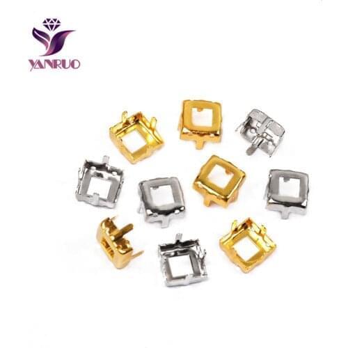 YANRUO 4428 4447 Square Copper K9 Empty Claw Settings for Fancy Stones Silver Gold Firmly Set Pedestal