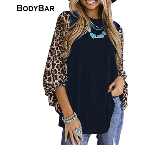 Spring Long-sleeved Leopard Print T-shirt Ladies Round Neck Casual Pullover Stitching Loose Top Large Size Female Streetwear 3XL